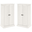 Home Square 2 Piece Wood Accent Cabinet Set with 2 Door in Distressed White