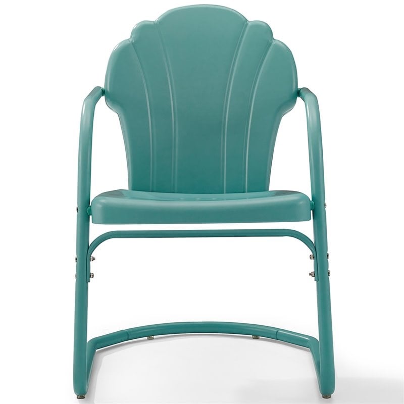Home Square 2 Piece UV-resistant Metal Patio Chair Set in Blue