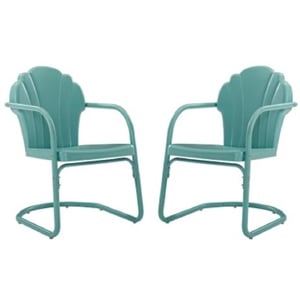 Home Square 2 Piece UV-resistant Metal Patio Chair Set in Blue