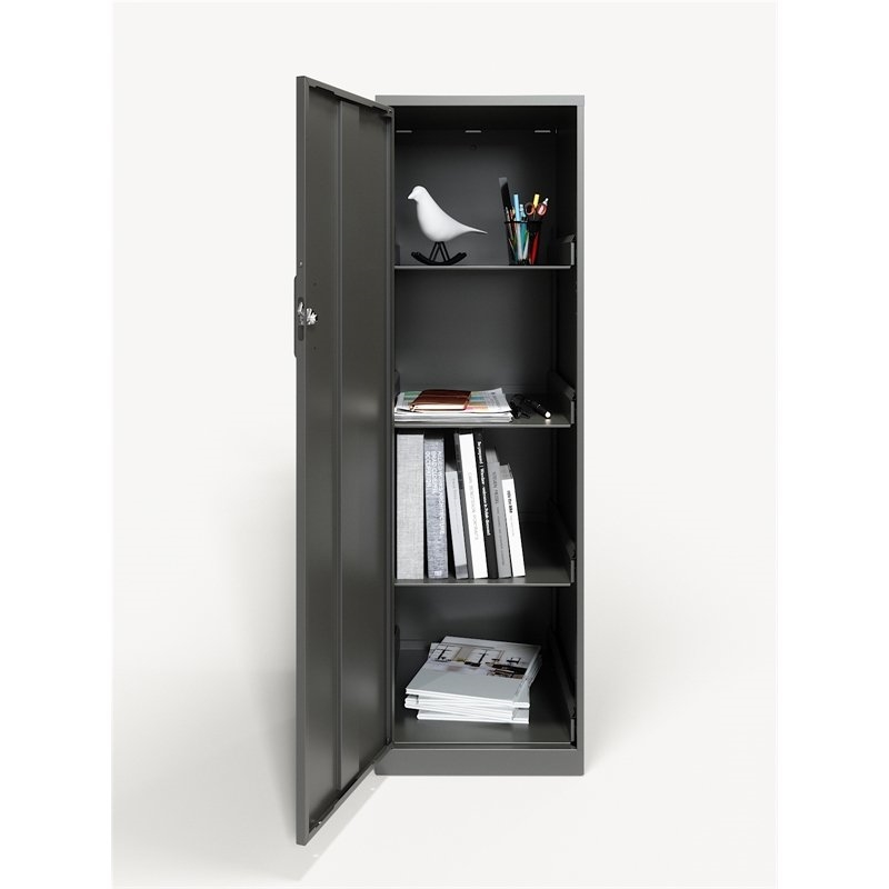 Home Square 2 Piece Metal Locker Storage Cabinet Set with 4 Shelf in Charcoal