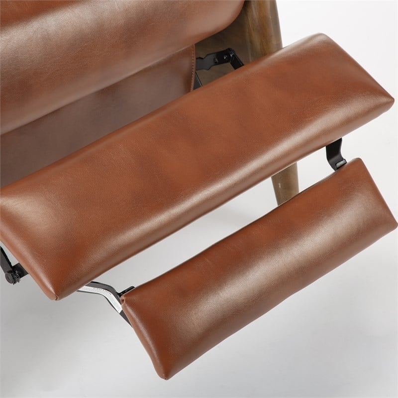Home Square 2 Piece Faux Leather Arm Recliner Chair Set with Wood Base in Brown