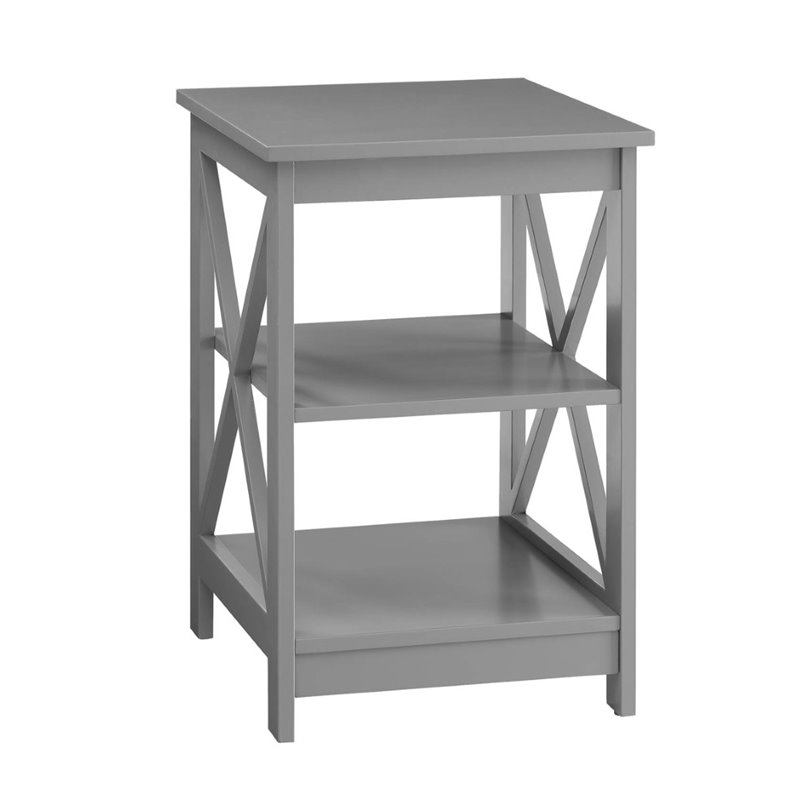 Home Square 2 Piece X Frame Wood End Table Set in Gray
