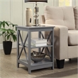 Home Square 2 Piece X Frame Wood End Table Set in Gray