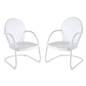Home Square 2 Piece UV-resistant Metal Patio Chair Set in White