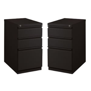 Home Square 2 Piece Pedestal Mobile Filing Cabinet Set in Black