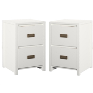 home square 2 piece wood kids nightstand set with 2 drawer in white