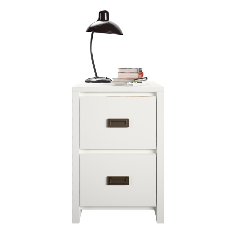 Home Square 2 Piece Wood Kids Nightstand Set with 2 Drawer in White