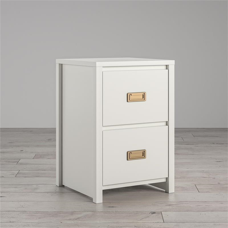 Home Square 2 Piece Wood Kids Nightstand Set with 2 Drawer in White