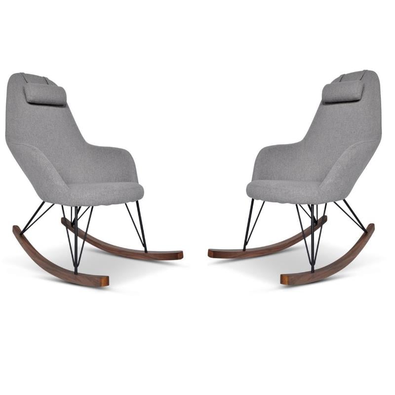 Home Square Contemporary Rocking Chair in Gray Fabric ( Set of 2 )