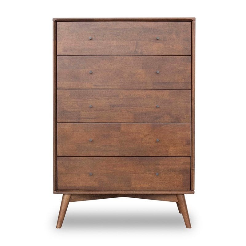 Home Square 2 Piece Set with 3 Drawer Dresser and 5 Drawer Chest in Walnut