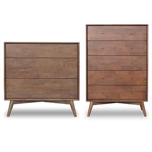 Home Square 2 Piece Set with 3 Drawer Dresser and 5 Drawer Chest in Walnut