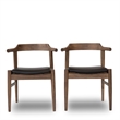 Home Square 5 Piece Set with Dining Table and 4 Black Leather Chairs 