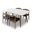 Home Square 5 Piece Set with Dining Table and 4 Black Leather Chairs 