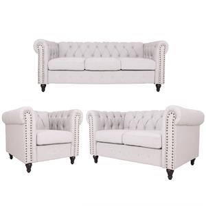 home square 3 piece living room set with sofa loveseat and accent chair in gray