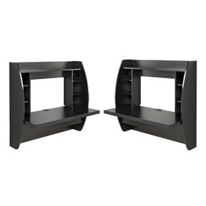 home square 2 piece floating computer desk set with storage in black