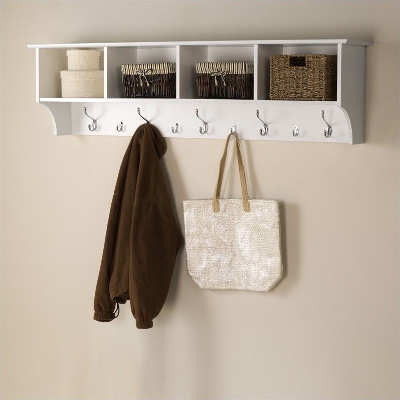 Home Square 2 Piece Wide Hanging Entryway Shelf Set in White