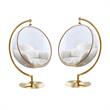 Home Square 2 Piece Fabric Acrylic Swing Bubble Accent Chair Set in White