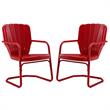 Home Square 2 Piece UV-resistant Metal Patio Accent Chair Set in Red