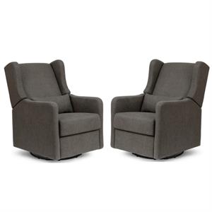 home square 2 piece swivel linen recliner glider set in charcoal