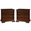 Oulette Transitional Wood 3 Drawer Nightstand in Cherry Set of 2