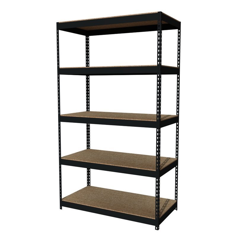 Home Square 2 Piece Metal Shelving Storage Unit Set with 5 Shelf in Black