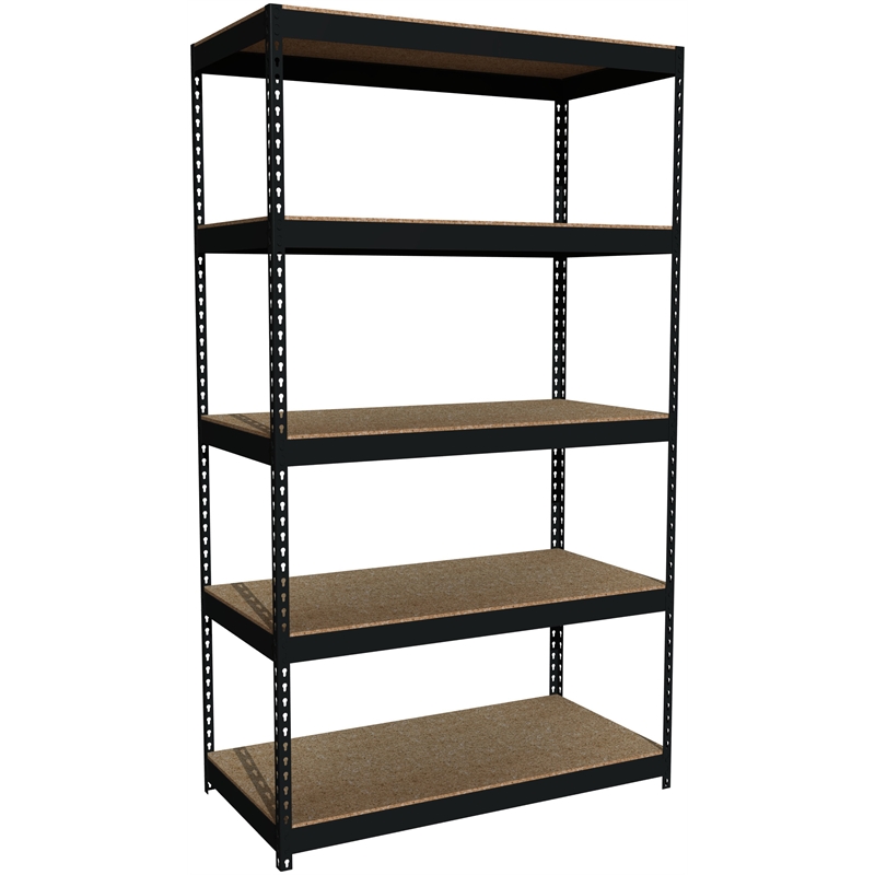 Home Square 2 Piece Metal Shelving Storage Unit Set with 5 Shelf in Black