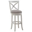 Home Square 2 Piece Swivel Wood Bar Stool Set in Distressed Antique White