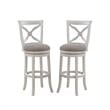 Home Square 2 Piece Swivel Wood Bar Stool Set in Distressed Antique White