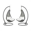Home Square 2 Piece Patio Swing Chair Set with Stand in Gray and White