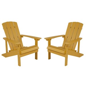 Home Square 2 Piece Faux Wood Adirondack Chair Set In Yellow