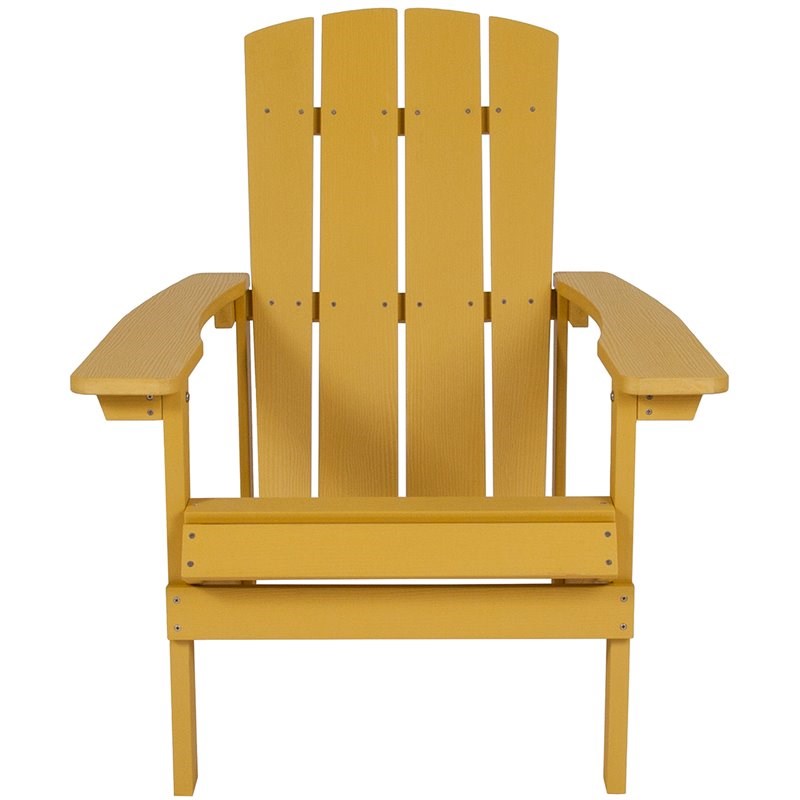 Home Square 2 Piece Faux Wood Adirondack Chair Set In Yellow
