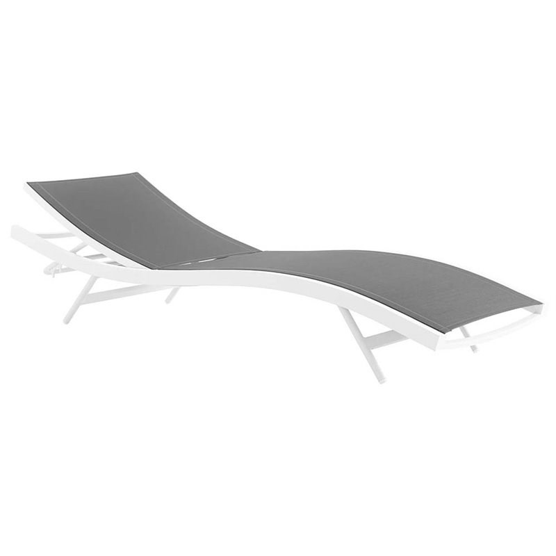 Home Square 2 Piece Teslin Fabric Patio Chaise Lounge Set in White and Gray