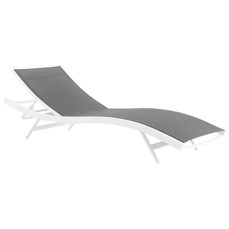 Home Square 2 Piece Teslin Fabric Patio Chaise Lounge Set in White and Gray