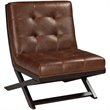 Home Square 2 Piece Faux Leather Tufted Accent Chair Set in Brown