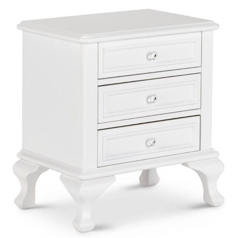 Home Square 2 Piece Wood Nightstand Set with 3 Drawer in White