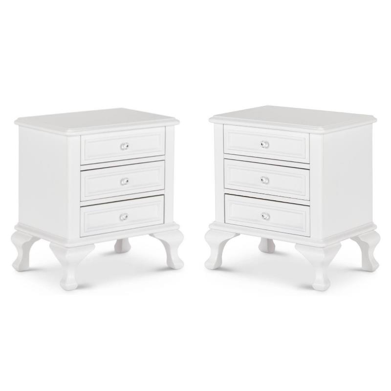 Home Square 2 Piece Wood Nightstand Set with 3 Drawer in White