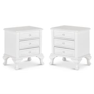 home square 2 piece wood nightstand set with 3 drawer in white