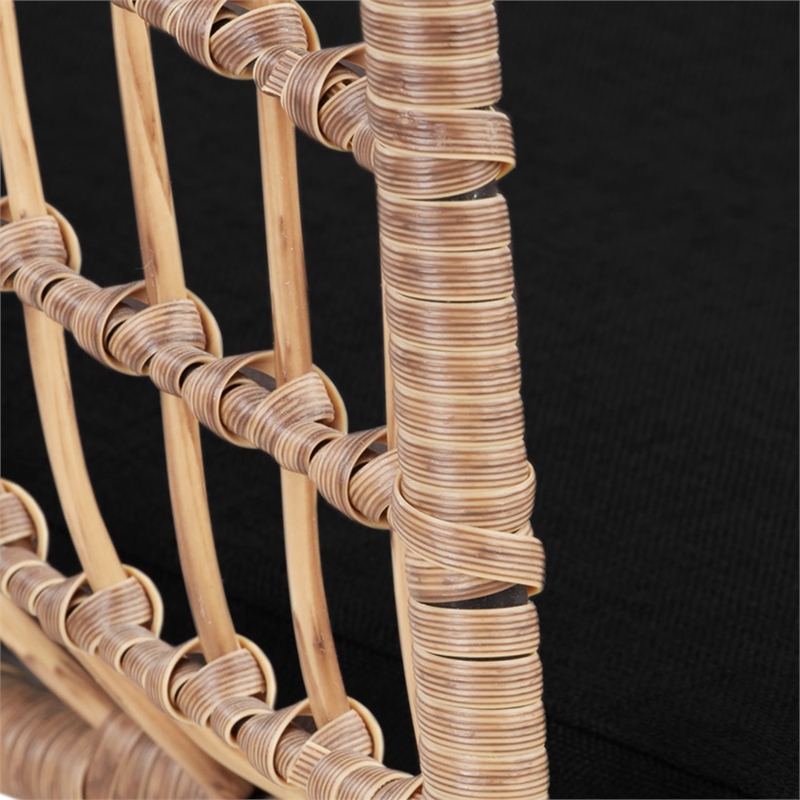 Home Square 2 Piece Poly-rattan Lounge Chair Set with Curved Metal Base in Black