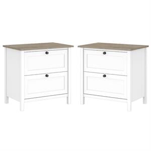 Home Square 2 Piece Lateral Wood Filing Cabinet Set in Shiplap Gray/White