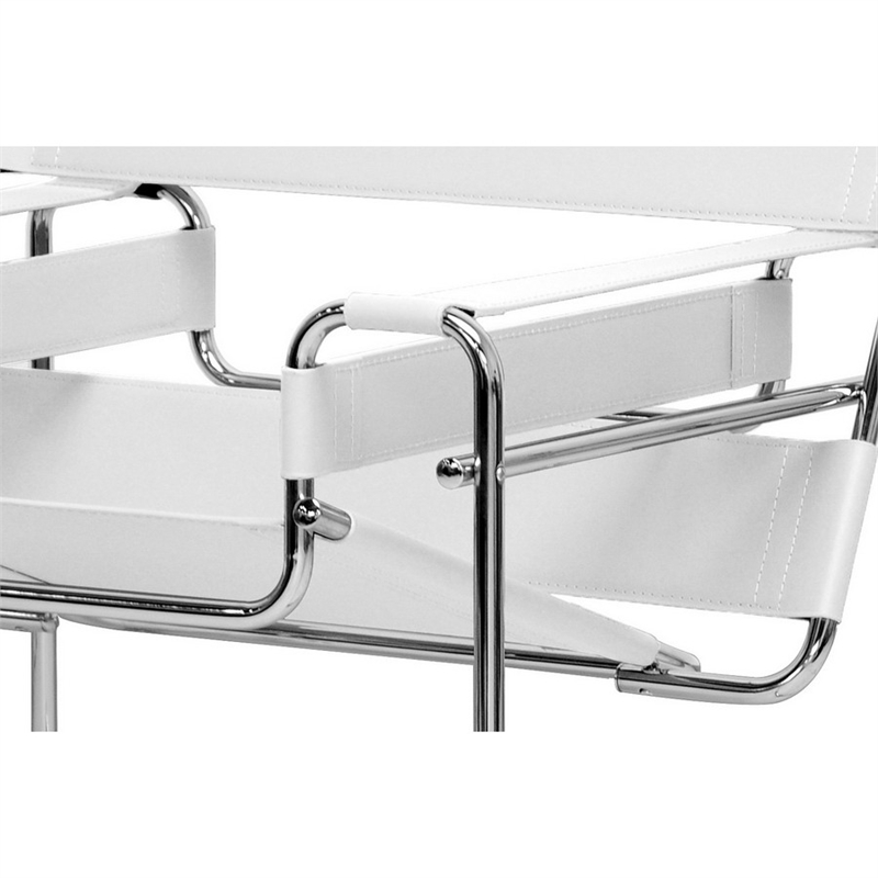 Home Square 2 Piece Bonded Leather Accent Chair Set with Metal Frame in White