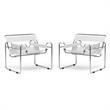 Home Square 2 Piece Bonded Leather Accent Chair Set with Metal Frame in White