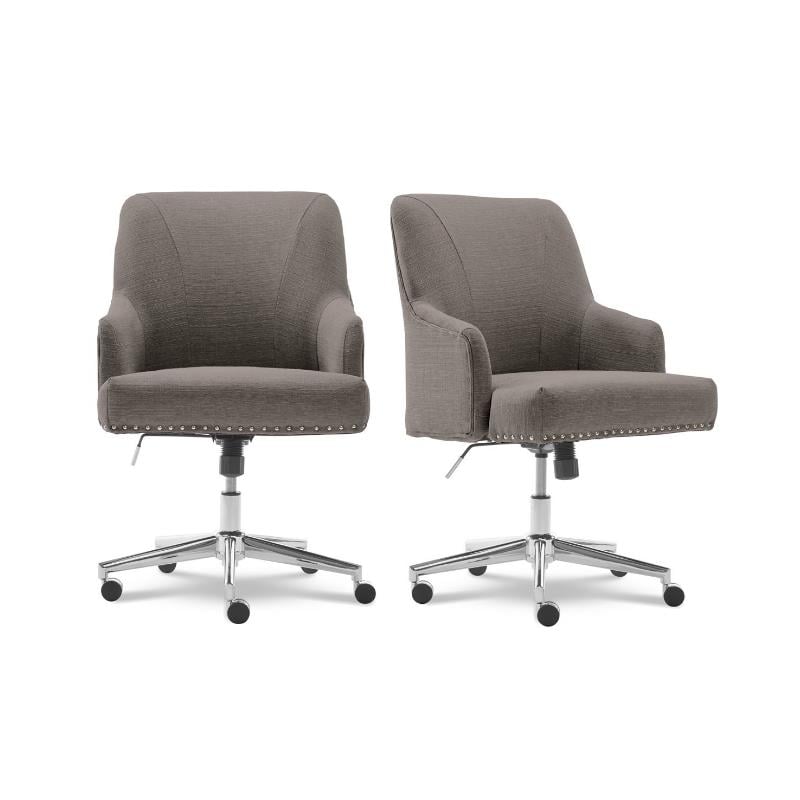 Home Square 2 Piece Soft Fabric Home Office Chair Set in Medium Gray