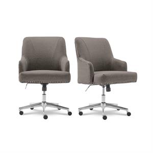 home square 2 piece soft fabric home office chair set in medium gray