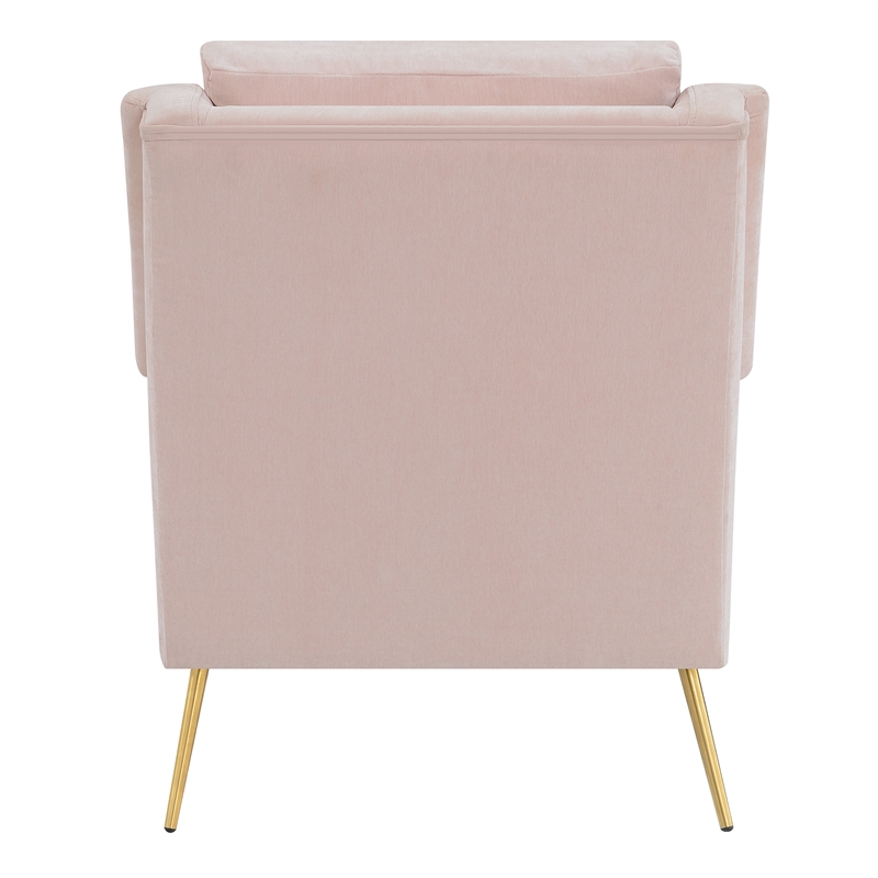 Home Square 2 Piece Mid Century Polyester Fabric Accent Chair Set in Blush
