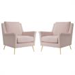Home Square 2 Piece Mid Century Polyester Fabric Accent Chair Set in Blush