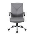 Home Square 2 Piece Leather Plus Executive Chair Set with Arms in Gray
