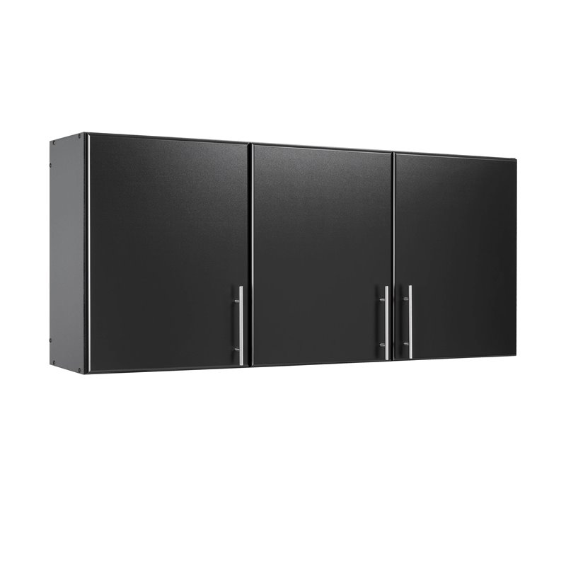 Home Square 2 Piece Wood Wall Cabinet Set with 3 Adjustable Shelf in Black