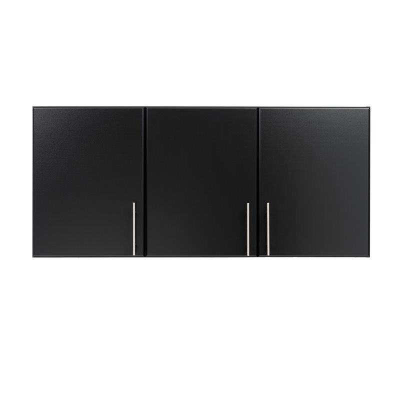 Home Square 2 Piece Wood Wall Cabinet Set with 3 Adjustable Shelf in Black