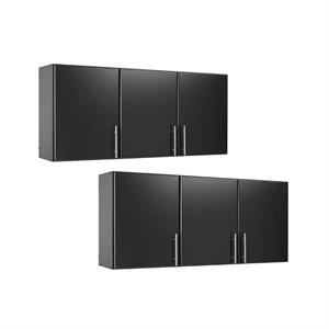 home square 2 piece wood wall cabinet set with 3 adjustable shelf in black