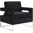 Home Square 2 Piece Velvet Accent Chair Set with Metal Base in Black and Chrome